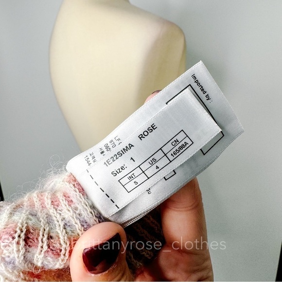 BA&SH Simael Striped Mohair Blend Short Sleeve Pullover Sweater in Rose - Picture 6 of 8